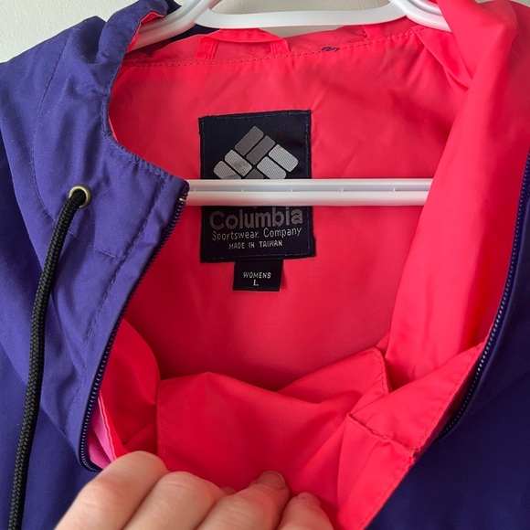 Vintage Columbia pullover Anorak neon hooded ski jacket shell pockets - Picture 6 of 14